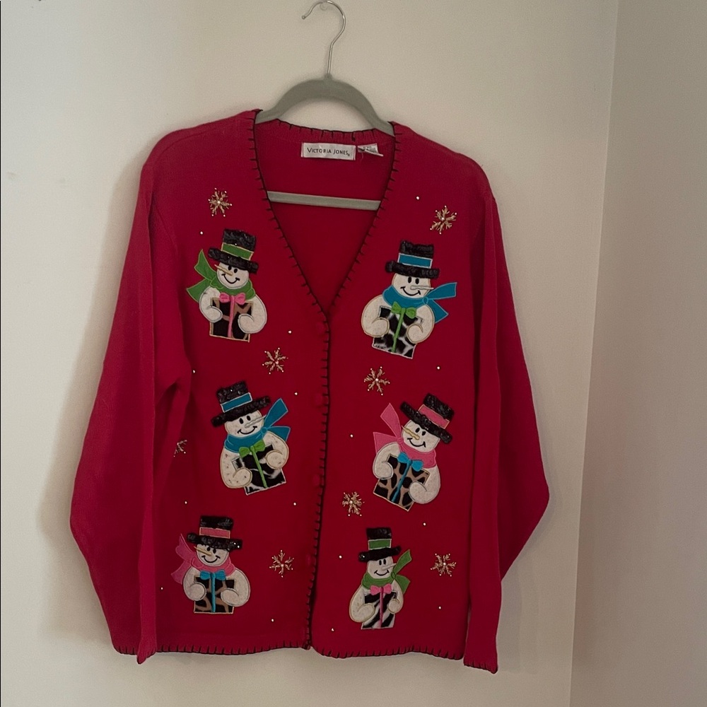 Victoria Jones Christmas Snowman Sweater. XL